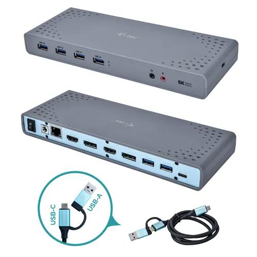 i-tec CADUAL4KDOCKUK stacja dokująca Przewodowa USB 3.2 Gen 1 (3.1 Gen 1) Type-C Czarny, Turkusowy