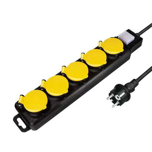 LogiLink LPS255 rozgałęziacz 1,5 m 5 x gniazdo sieciowe Zewnętrzna Czarny, Żółty