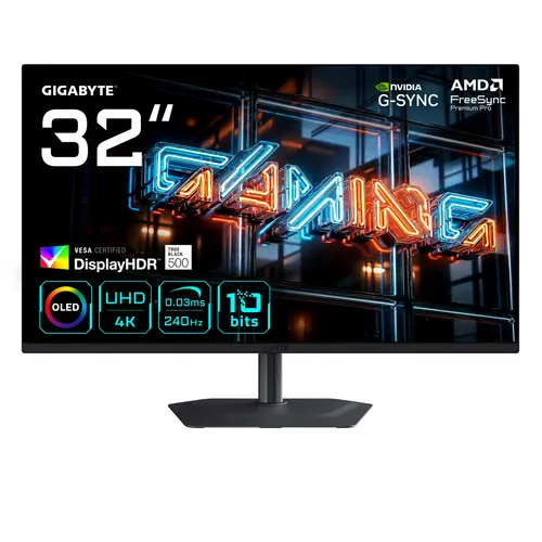GIGABYTE MO32U24 monitor komputerowy 80 cm (31.5") 3840 x 2160 px 4K Ultra HD QD-OLED Czarny