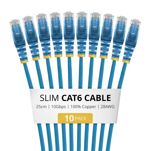 StarTech.com N6PAT25CMBLS10PK kabel sieciowy Niebieski 0,25 m Cat6 U/UTP (UTP)