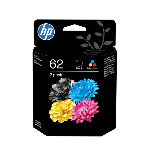 HP 62 podwójny zestaw z oryginalnymi czarnymi/trójkolorowymi atramentami