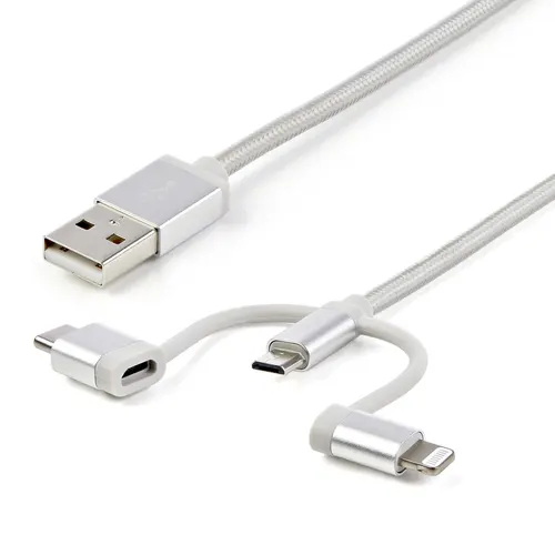 StarTech.com LTCUB1MGR kabel USB USB 2.0 1 m USB A Micro-USB B 0,48 Gbit/s Srebrny
