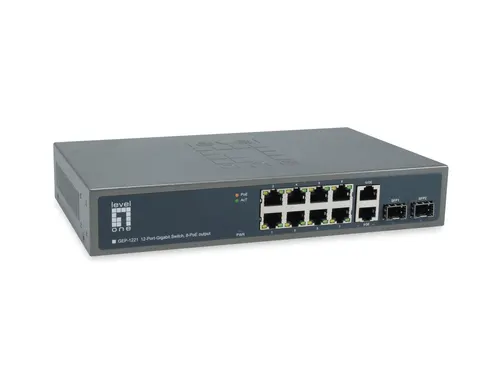 LevelOne GEP-1221 przełącznik sieciowy Nie zarządzany Gigabit Ethernet (10/100/1000) Obsługa PoE Czarny