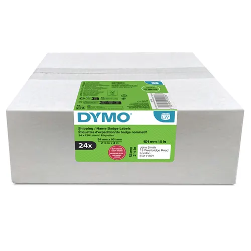 DYMO LW oryginalne duże etykiety wysyłkowe/identyfikatory, 54 mm x 101 mm, 24 rolek zawierających 220 łatwych do odklejania etykiet każda (w sumie 5280 etykiet), do drukarek etykiet LabelWriter