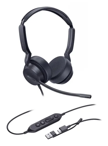 Yealink UH42 Dual Teams USB-C/A Zestaw słuchawkowy Przewodowa Opaska na głowę Biuro/centrum telefoniczne USB Type-C / USB Type-A Czarny