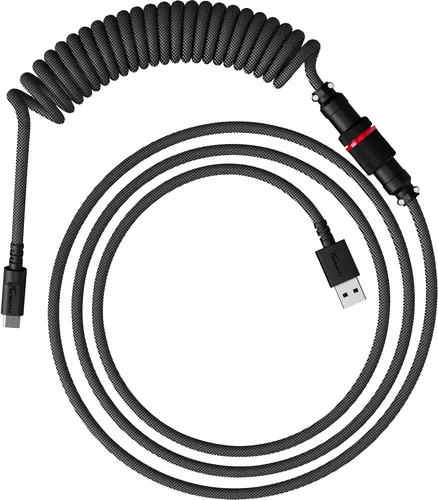 Kabel spiralny USB-C HyperX w kolorze szaro-czarnym