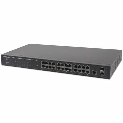 Intellinet 560559 przełącznik sieciowy Zarządzany Gigabit Ethernet (10/100/1000) Obsługa PoE Czarny