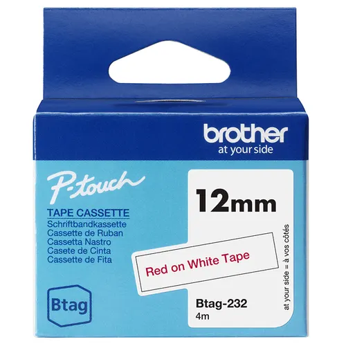 Brother BTAG-232 taśmy do etykietowania Czerwony na białym