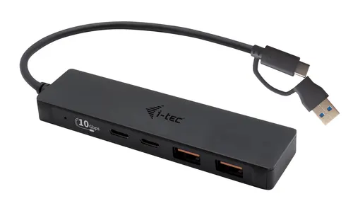 i-tec Metal C31HUBMETAL2A2C huby i koncentratory USB 3.2 Gen 1 (3.1 Gen 1) Type-C 10000 Mbit/s Czarny