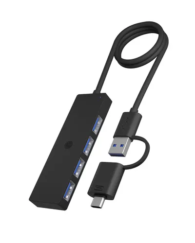 ICY BOX IB-HUB1424-C3 USB 3.2 Gen 1 (3.1 Gen 1) Type-A + Type-C 5000 Mbit/s Czarny