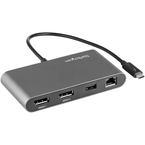 StarTech.com TB3DKM2DPL stacja dokująca Przewodowa Thunderbolt 3 Szary