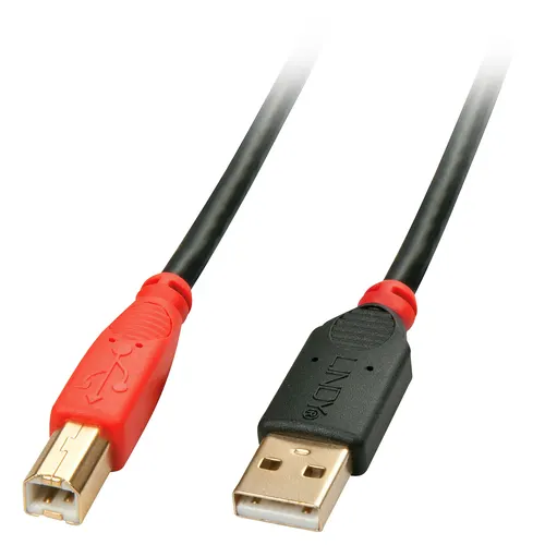 Lindy 42762 kabel USB USB 2.0 15 m USB A USB B 0,48 Gbit/s Czarny, Czerwony