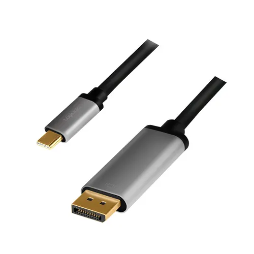 LogiLink CUA0100 przejściówka do kabli DisplayPort USB 3.2 Gen1 Type-C Czarny, Szary
