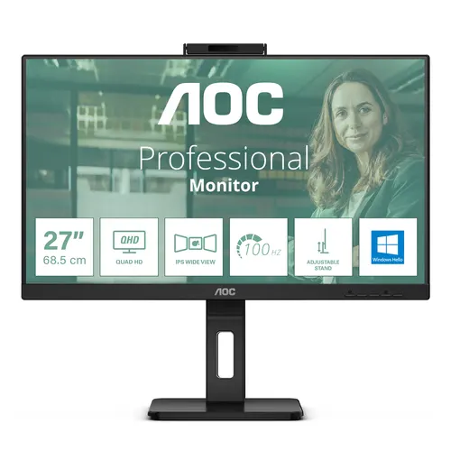 AOC Q27P3CW monitor komputerowy 68,6 cm (27") 2560 x 1440 px Quad HD LED Czarny