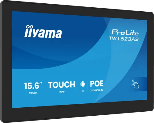 iiyama TW1623AS-B3P monitor komputerowy 39,6 cm (15.6") 1920 x 1080 px Full HD LED Ekran dotykowy Czarny