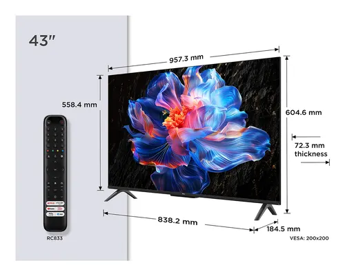 TCL P6K 43P6K Telewizor 109,2 cm (43") 4K Ultra HD Smart TV Wi-Fi Metaliczny
