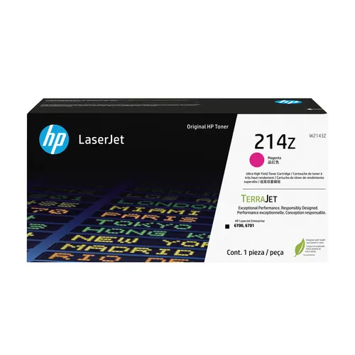 HP Oryginalnym wkładem z purpurowym tonerem o ultrawysokiej wydajności 214Z LaserJet