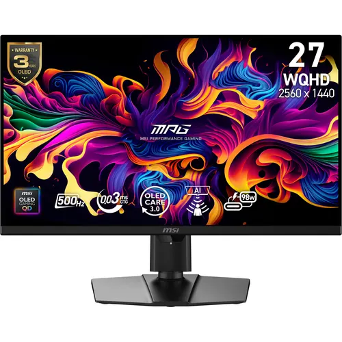 MSI MPG 271QR QD-OLED X50 monitor komputerowy 67,3 cm (26.5") 2560 x 1440 px Wide Quad HD Czarny