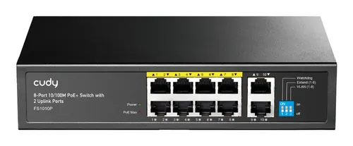 Cudy FS1010P przełącznik sieciowy Nie zarządzany Fast Ethernet (10/100) Obsługa PoE Czarny
