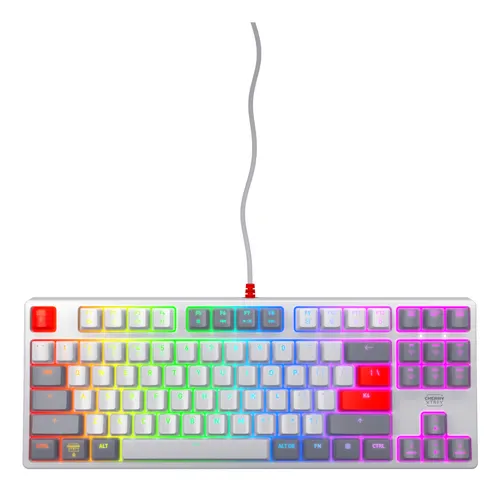 CHERRY K4V2 TKL klawiatura Gaming USB QWERTY US English Szary, Jasny Szary, Czerwony