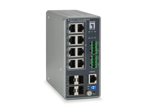 LevelOne IGP-1271 przełącznik sieciowy Zarządzany L3 Gigabit Ethernet (10/100/1000) Obsługa PoE Szary