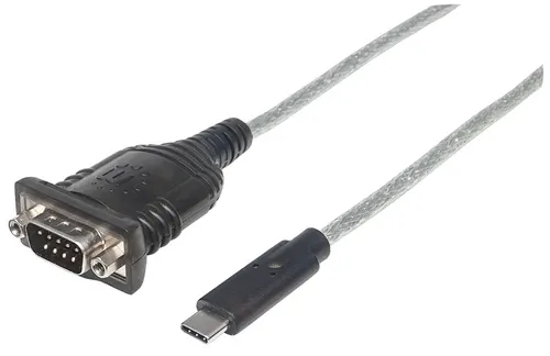 Manhattan 151283 kabel równoległy Czarny, Srebrny 0,45 m USB-C Serial/COM/RS232/DB9