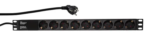 LogiLink PDU9C03 ochrona przeciwprzepięciowa Czarny 9 x gniazdo sieciowe 230 V 2 m