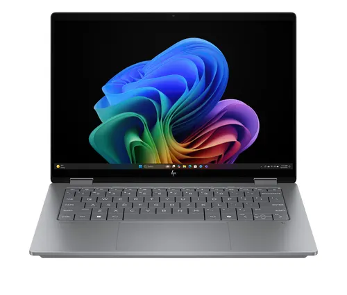 HP OmniBook X Flip Next Gen AI 14-fk0020nw Copilot+ PC AMD Ryzen AI 5 340 Hybryda (2w1) 35,6 cm (14") Ekran dotykowy 2K 16 GB LPDDR5x-SDRAM 512 GB SSD Wi-Fi 7 (802.11be) Windows 11 Home Srebrny