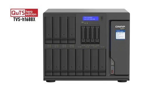 QNAP TVS-h1688X NAS Tower Intel® Xeon® W-1250 32 GB DDR4 0 TB QuTS hero Czarny