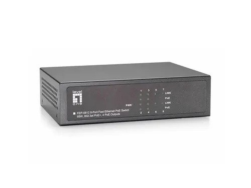 LevelOne FEP-0812 przełącznik sieciowy Fast Ethernet (10/100) Obsługa PoE Czarny