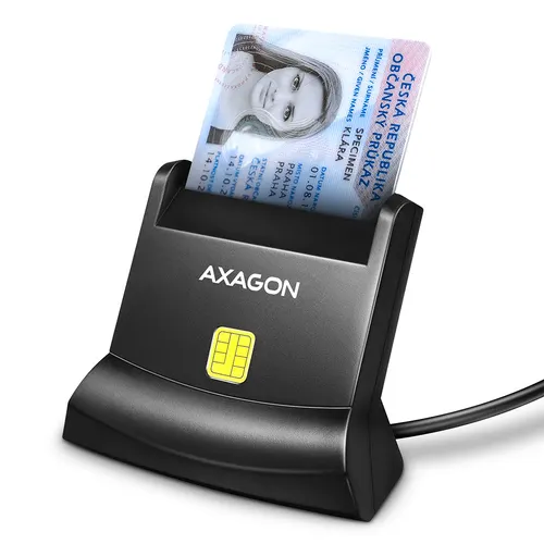 Axagon Universal desktop USB contact Smart/ID card reader with long USB-A cable. Suitable for the eObanka application. czytnik do kart chipowych Wewnętrzna USB 2.0 Czarny