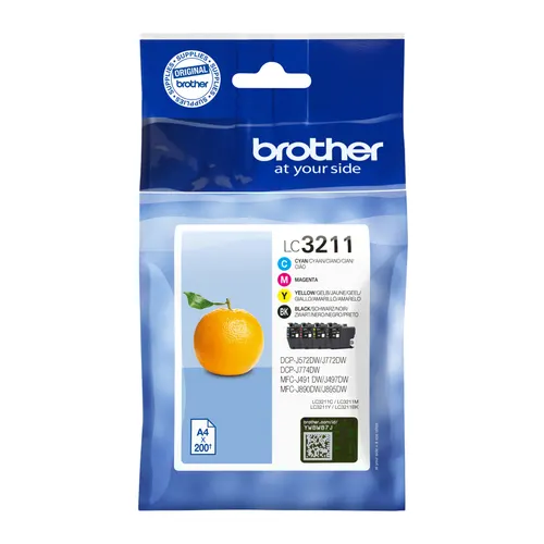 Brother LC3211VAL nabój z tuszem 4 szt. Oryginalny Standardowa wydajność Czarny, Cyjan, Purpurowy, Żółty