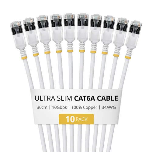 StarTech.com 6ASTP34WHS30CM10PK kabel sieciowy Biały 0,3 m Cat6a U/FTP (STP) Okrągły