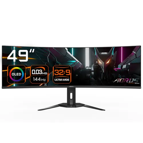 GIGABYTE AORUS CO49DQ monitor komputerowy 124,5 cm (49") 5120 x 1440 px Dual QHD OLED Czarny