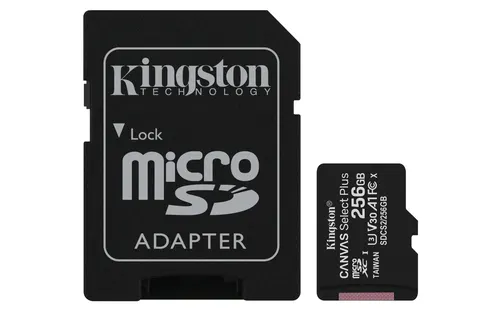 Kingston Technology Canvas Select Plus 256 GB MicroSDXC UHS-I Klasa 10, 256 GB, z adapterem SD