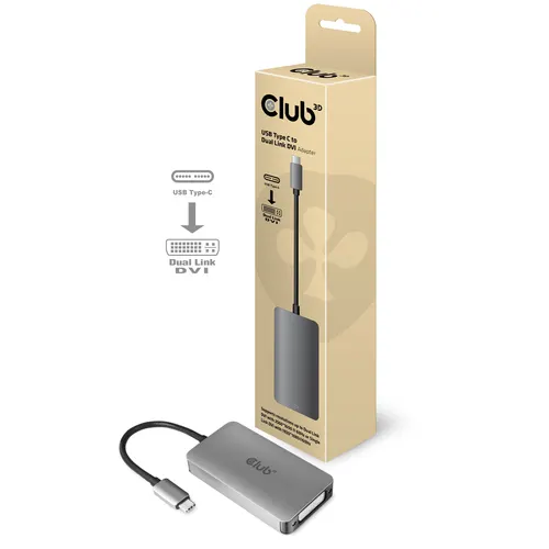 CLUB3D CAC-1510 adapter kablowy USB C DVI-D Dual link Szary