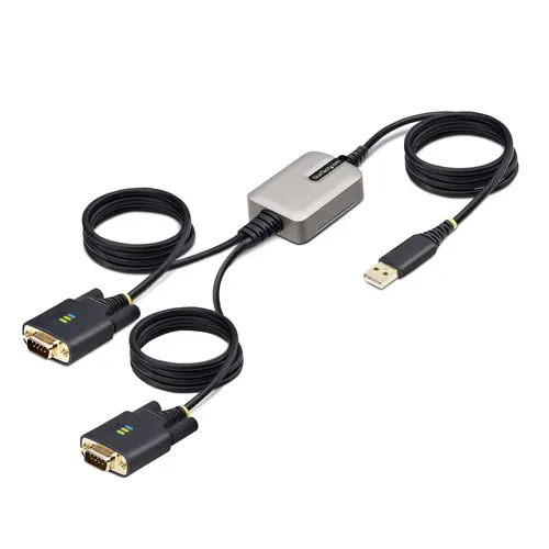 StarTech.com 2P6FFC-USB-SERIAL przejściówka do kabli USB-A 2 x DB-9 RS-232 Czarny, Szary