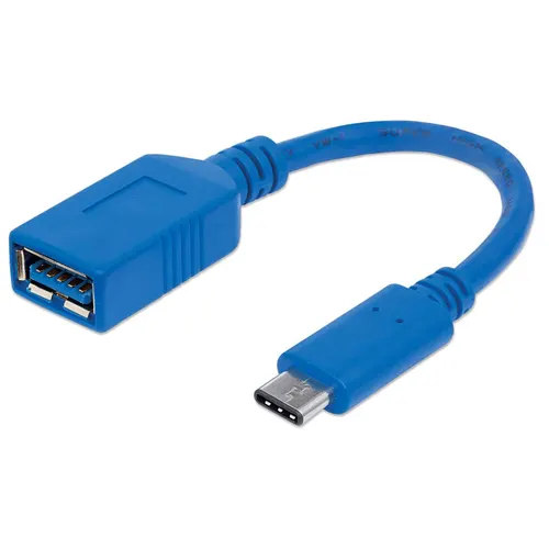 Manhattan 353540 kabel USB USB 3.2 Gen 1 (3.1 Gen 1) 0,15 m USB C USB A 5 Gbit/s Niebieski