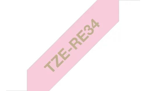 Brother TZE-RE34 taśmy do etykietowania Złoto na różowym