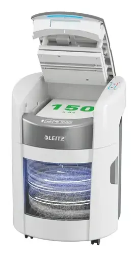 Leitz IQ OptiMax Autofeed Home Office 150 P5 niszczarka Rozdrabnianie mikro-cięte 55 dB 22,5 cm Biały