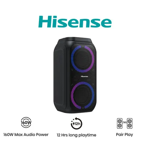 Hisense Party Rocket 160 Głośnik imprezowy Czarny 160 W