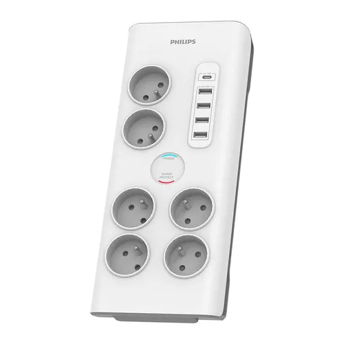 Philips SPN7060WA/60 ochrona przeciwprzepięciowa Biały 6 x gniazdo sieciowe 2 m