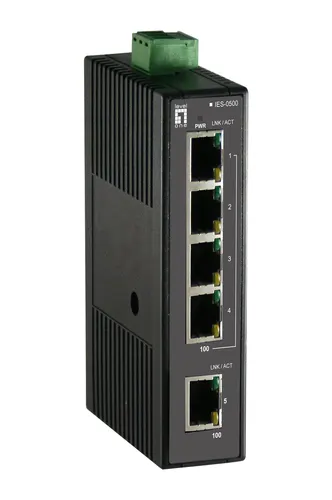 LevelOne IES-0500 przełącznik sieciowy Nie zarządzany Fast Ethernet (10/100) Czarny