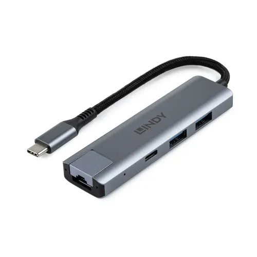 Lindy 43422 huby i koncentratory USB 3.2 Gen 2 (3.1 Gen 2) Type-C 10000 Mbit/s Szary