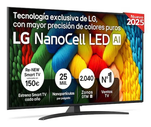 LG NanoCell AI 55NANO81A6A 139,7 cm (55") 4K Ultra HD Smart TV Wi-Fi Czarny