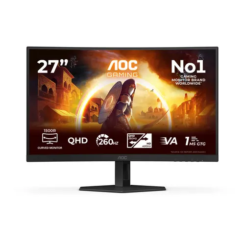 AOC G4 CQ27G4ZE monitor komputerowy 68,6 cm (27") 2560 x 1440 px Quad HD LCD Czarny, Czerwony