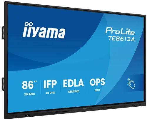 iiyama TE8613A-B1AG signage display Interaktywny płaski panel 2,17 m (85.6") Wi-Fi 500 cd/m² 4K Ultra HD Czarny Ekran dotykowy Procesor wbudowany Android 18/7
