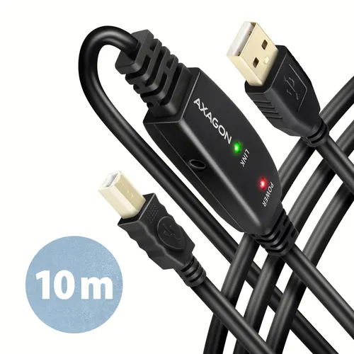Axagon ADR-210B USB 2.0 A-M -> B-M active connecting/repeater cable 10m - Kabel - Digital/Daten kabel USB USB A USB B 0,48 Gbit/s Czarny