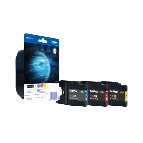 Brother LC1280XLRBWBP nabój z tuszem 3 szt. Oryginalny Cyjan, Purpurowy, Żółty