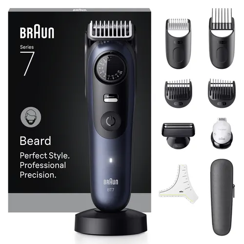 Braun BeardTrimmer 7 80789809 trymer do brody AC/Bateria 40 2 cm Mokry & Suchy Ciemny Niebieski